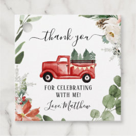 Caminhão de inverno Vermelho Obrigado Etiqueta