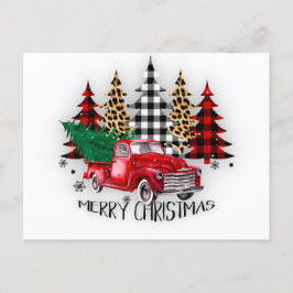 Caminhão de Natal feliz e árvores Cartão de Natal
