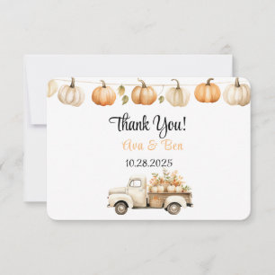 Caminhão de outono com Pumpkins Obrigado Cartões