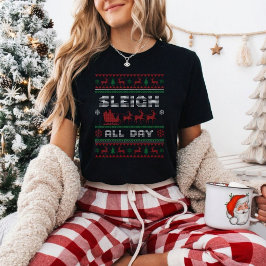 Caminhão de Trenó o Dia Todo Camisa Feia de Natal