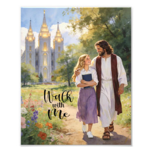 'Caminhar Comigo' Foto de Cristo e Menina Impressã