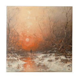 Caminho da Floresta com Caçador no Sunset