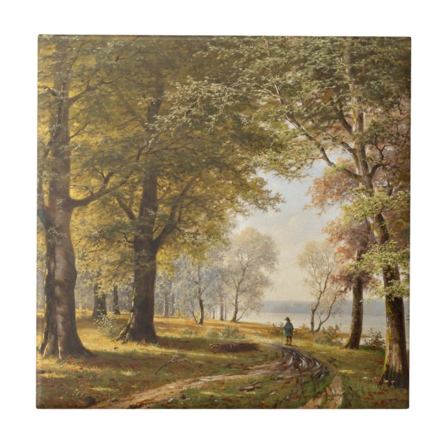 Caminho da Floresta com Hiker no outono (Frente)