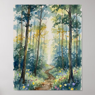 Caminho da Floresta Encantada Impressão em Aquarel