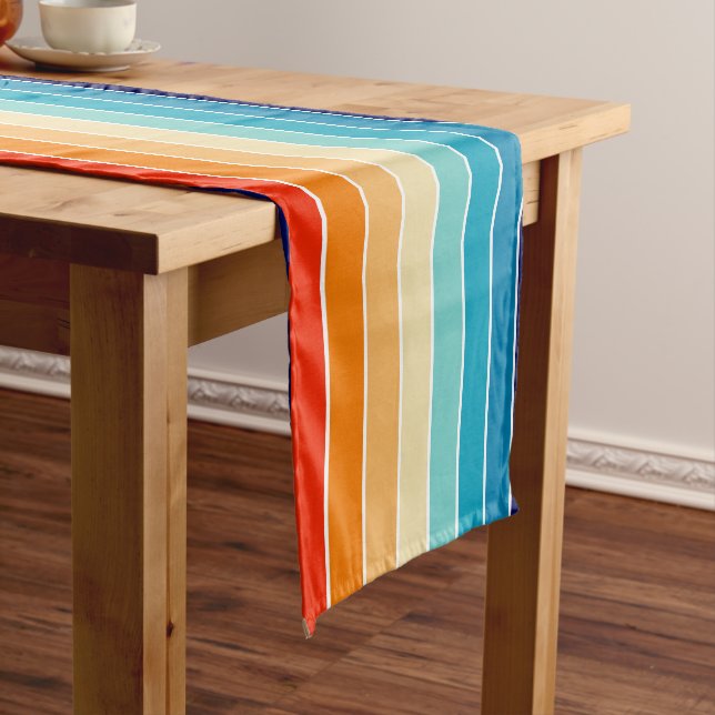 Caminho De Mesa Grande 70s Rainbow Stripes (No Local)