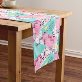 Caminho De Mesa Grande 80's Memphis Active Pink Light Turquoise