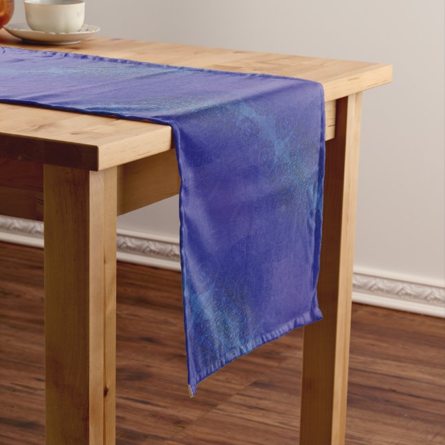 Caminho De Mesa Grande Aceitação | Medalhões Blue Indigo Violet Boho (No Local)