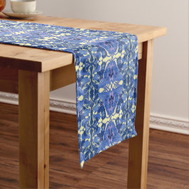 Caminho De Mesa Grande Art Nouveau Blue Pansies Mesa Runner