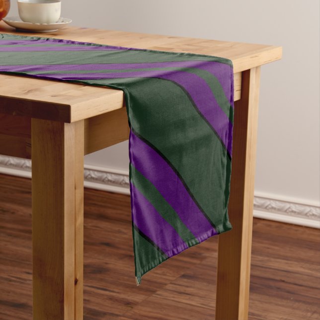 Caminho De Mesa Grande Assombrado Verde e Roxo com Listras Finas (No Local)