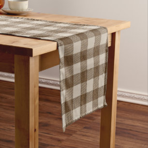 Caminho De Mesa Grande Autumn Brown Large Checks Belo