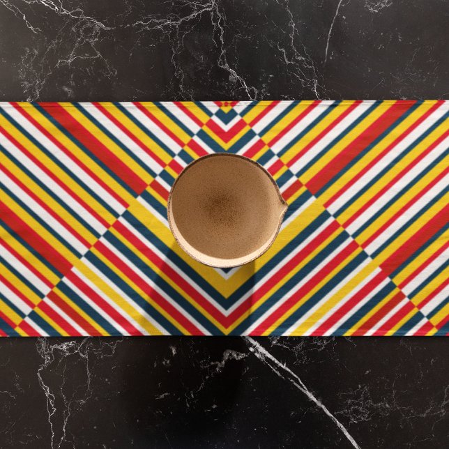 Caminho De Mesa Grande Bandas Diagonais Multicolores (table runner)