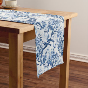 Caminho De Mesa Grande Beleza da Natureza: Pássaro Chinoiserie em Azul