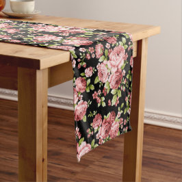 Caminho De Mesa Grande Belos Rosas de Padrão Floral com Folhagem Verde