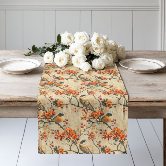 Caminho De Mesa Grande Birds & Blossoms Runner Autumn Beauty for Mesa (Birds & Blossoms Runner Autumn Beauty for Table)