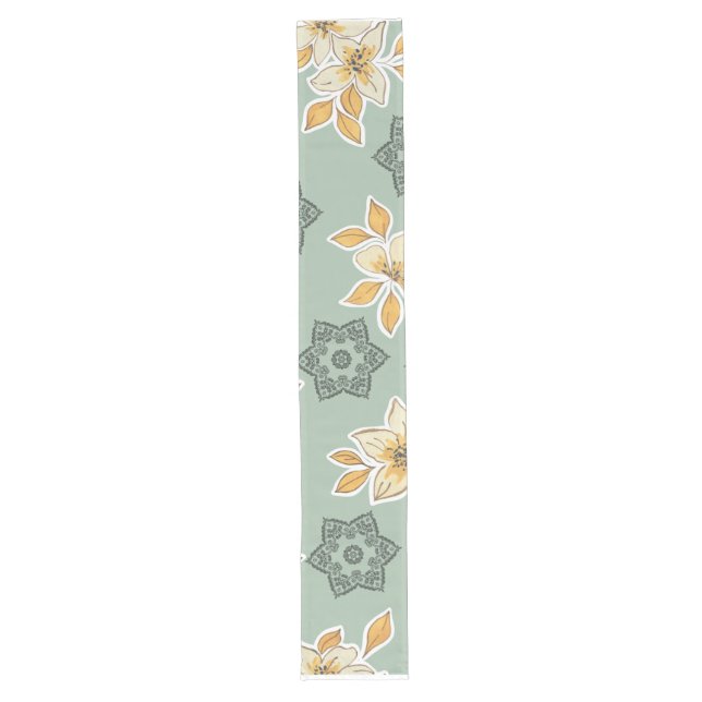 Caminho De Mesa Grande Blooms and Mandalas Table Runner (Frente)
