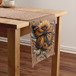CAMINHO DE MESA GRANDE BURLAP BROWN OLHA COM BOTÃO LARANJA MARCADO