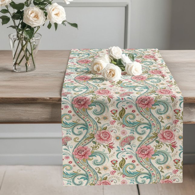 Caminho De Mesa Grande Charme Vitoriano da Mesa de Padrão Romântico (Romantic Rose Pattern Table Runner Victorian Charm)