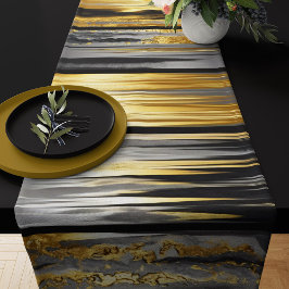 Caminho De Mesa Grande Cinza moderna e elegante, preto e Dourado