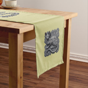 Caminho De Mesa Grande Cinza Sphynx Paisley e Black Diamantes