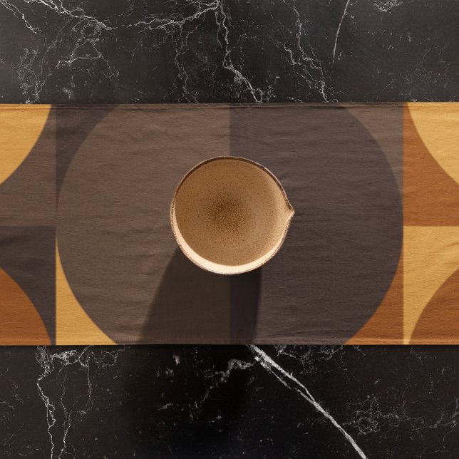 Caminho De Mesa Grande Círculos castanhos (Geometric shape  table runner)