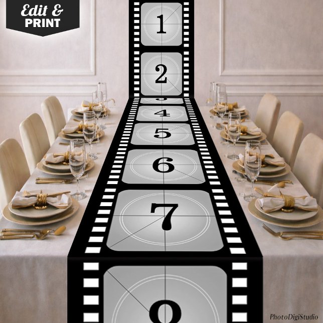 Caminho De Mesa Grande Classic Film Strip Tablecloth, Hollywood Party (Classic Film Strip Tablecloth, Hollywood Party Long Table Runner)