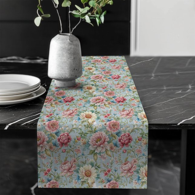 Caminho De Mesa Grande Configuração Clássica do eterno Floral Rococo Mesa (Timeless Floral Rococo Table Runner Classic Settin)
