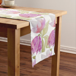 Caminho De Mesa Grande Cor de Água Violeta Rosa Elegante Boho Floral