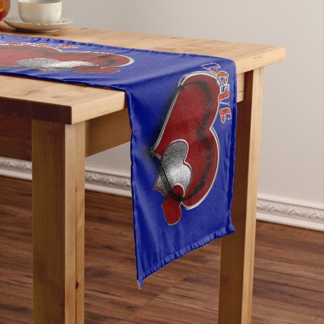 Caminho De Mesa Grande Coração Magic Blue Mesa Runner Linen (No Local)