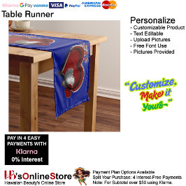 Caminho De Mesa Grande Coração Magic Blue Mesa Runner Linen