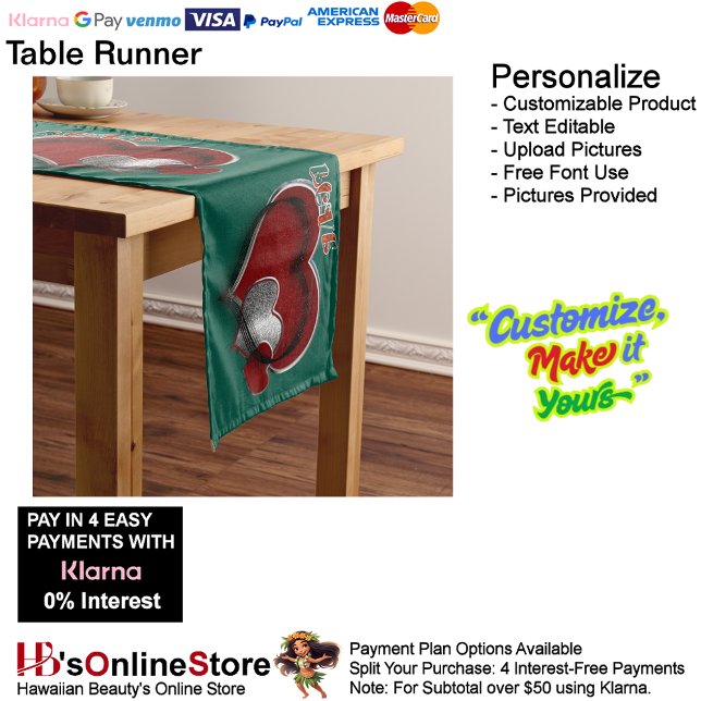 Caminho De Mesa Grande Coração Magic Green Mesa Runner House Linen (Heart Magic Green Table Runner Household Linen.)