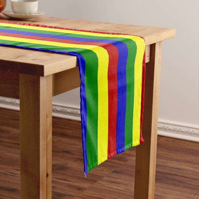 Caminho De Mesa Grande Cores primárias-FAT STRIPES-MESA DE ALGODÃO (No Local)