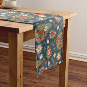 Caminho De Mesa Grande Corredor de Mesa com Padrão Paisley de Morango