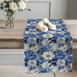Caminho De Mesa Grande Decoração de jantar elegante floral marfim azul op