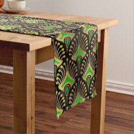 Caminho De Mesa Grande Dourado e verde Art Deco, de preto
