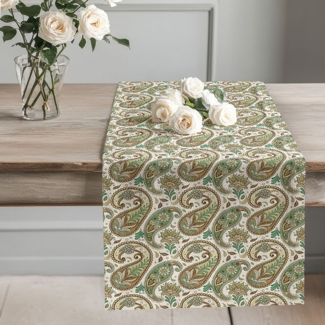 Caminho De Mesa Grande Earthy Paisley Boho Charm para Espaços de Jantar (Earthy Paisley Boho Charm for Dining Spaces Long Table Runner)
