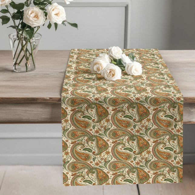Caminho De Mesa Grande Elegante Boho Pastel Earthy Paisley Swirl Design (Elegant Boho Pastel Earthy Paisley Swirl Design Long Table Runner)