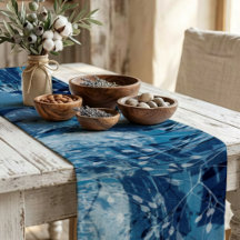 Elegante Folhagem Botânica em Cianotipia Azul e Br