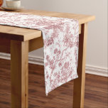 Caminho De Mesa Grande Elegante Vintage Francês Gravado Floral Toile-Pink<br><div class="desc">Padrão elegante,  ornamentado,  cor-de-rosa e branco vintage toile de jouy,  com flores exóticas,  vinhas e folhagem interligadas com terras e cestos de rosas. Este padrão foi adaptado de um fragmento histórico têxtil francês cerca de 1910 na coleção Smithsonian.</div>