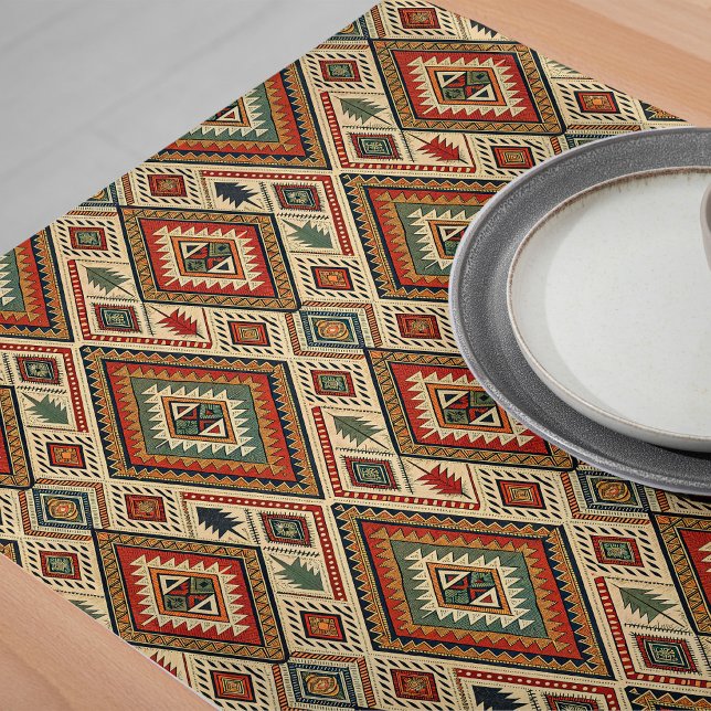 Caminho De Mesa Grande Espaço Único de Jantar Étnica Tribal de Boho Vibra (Vibrant Boho Tribal Ethnic Unique Dining Space Long Table Runner)