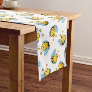 Caminho De Mesa Grande Espetáculo de abelha feliz e bonito, branco