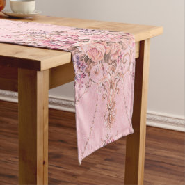 Caminho De Mesa Grande Estilo Vitoriano Rosa-Rosa Antiquado Francês Rococ
