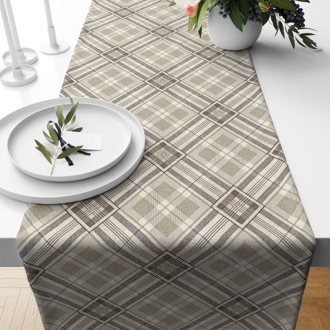 Caminho De Mesa Grande Executador de Mesa Neutro de Estilo Escandi com Fo (Scandi-Style Neutral Table Runner with Shapes)