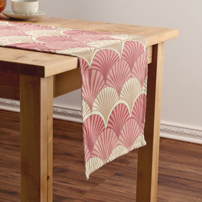 Caminho De Mesa Grande Fans Pink Mid-Century (No Local)