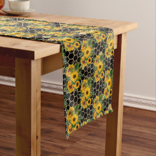Caminho De Mesa Grande Favo de Mel Dourado Colmeia Abelha Girassol
