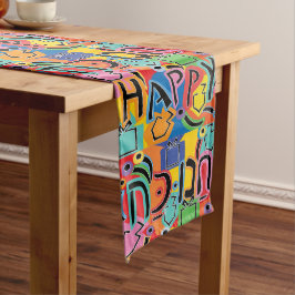 Caminho De Mesa Grande Feliz Hanukkah Brilhante