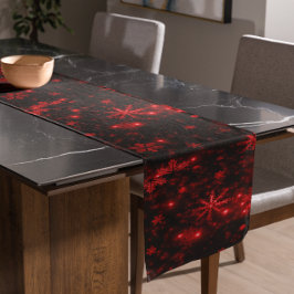 Caminho De Mesa Grande Flocos de Neve Brancos Mesa Vermelho Profundo