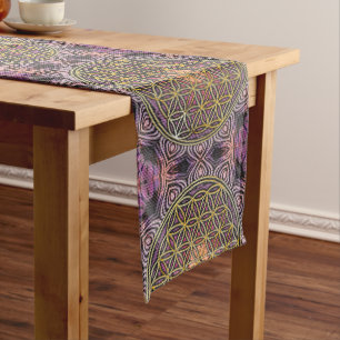 Caminho De Mesa Grande Flor da Vida - tricô sem soldadura V