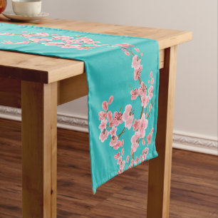 Caminho De Mesa Grande Flor de Cerejeira Verde Inspirada na Itália
