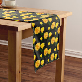 Caminho De Mesa Grande floral amarelo da moda  