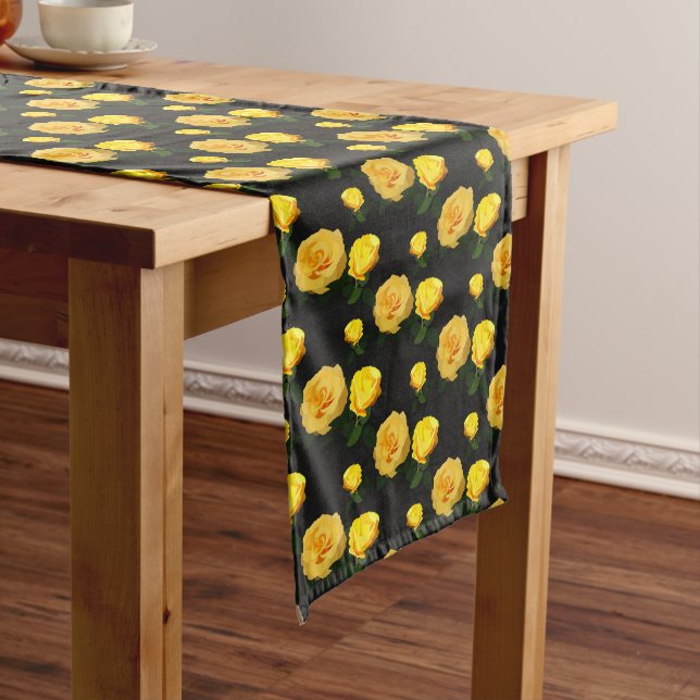Caminho De Mesa Grande floral amarelo da moda   (No Local)